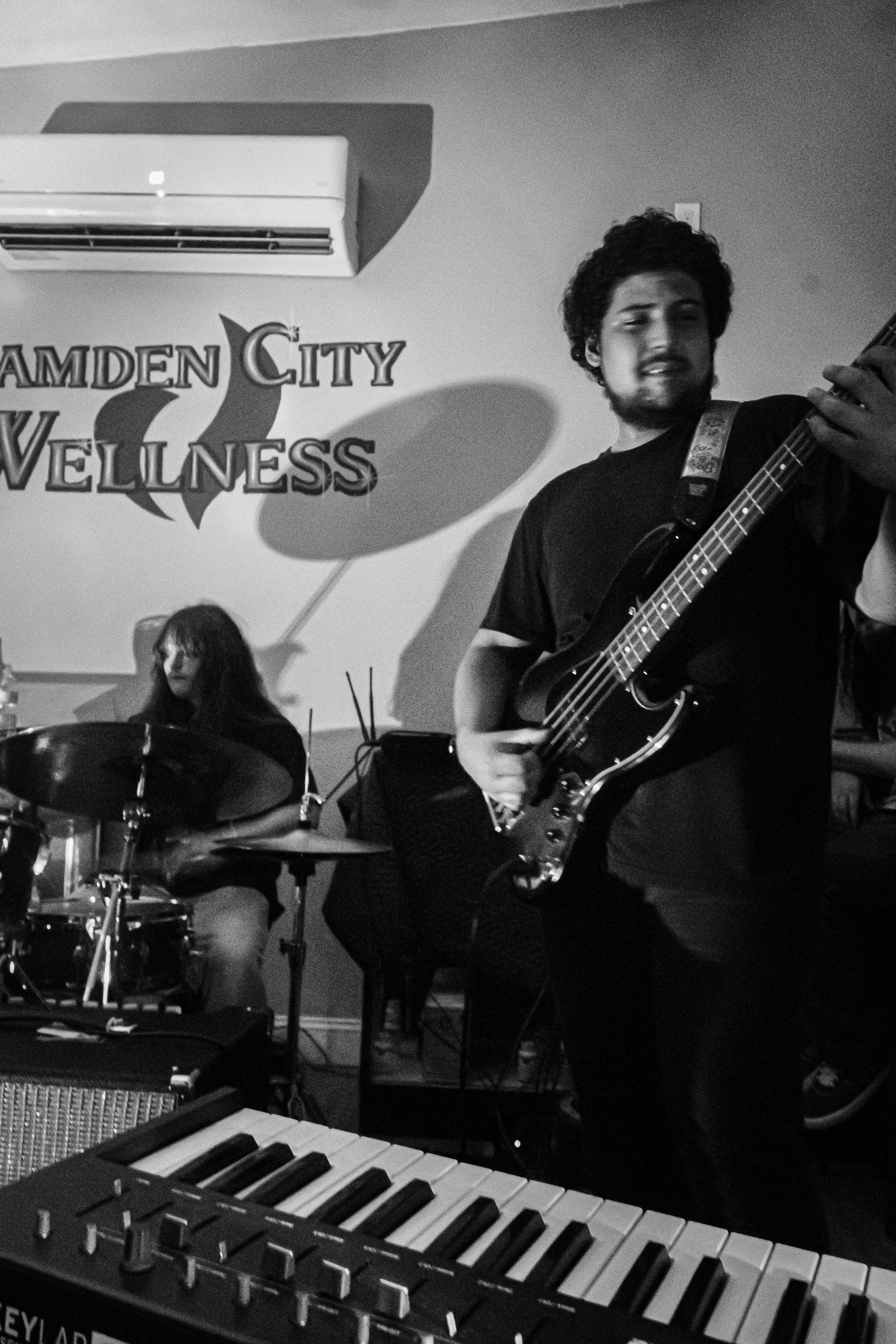 Maid band member with bass